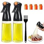 GuDoQi 2 Pack Olive Oil Sprayer for Cooking, 200ml Oil Dispenser with Silicone Brush, 4 Rotatable Nozzles, Spray Mister, Leak Proof Vinegar Dispenser for Air Fryer, Barbecues, Salads