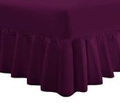 DTEX HOMES Luxury Extra Deep Frilled Valance Fitted Sheets, Double Purple