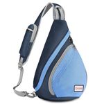 ZOMAKE Sling Small Backpack Walking - Sling Bags for Men Women Crossbody Sling Bag for Sports Outdoor Traveling,Healthy Chest Bag for Boys Girls(Navy Blue/Azure)