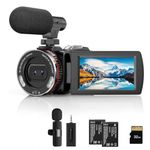 Weochi Video Camera, Camcorder 4K, 64MP 30FPS Dual Lens Camera with Wireless Mic for Vlogging YouTube, Ultra HD 3 Inch Screen 21X Digital Zoom, Video Recorder Camera with 64GB SD Card