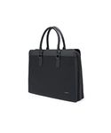 MOKOBARA The Briefcase Pro | Black Vegan Leather Water Resistant Laptop (16" Laptop Compartment) Cross Body Bag for Men and Women | Messenger Bag for Work | 9L (Black)