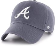 '47 MLB Vintage Navy Clean Up Adjustable Baseball Dad Hat Cap, Adult One Size, Atlanta Braves, One Size