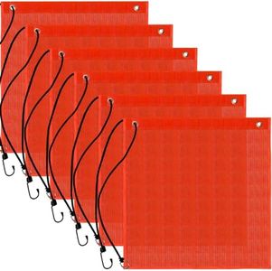 AOFCRELI 6 Pack Safety Flag for Trucks Vinyl Coated Mesh Warning Flag 18" X 18" Orange Flag with Reinforced, Grommets for Truck Trailer