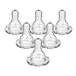 Dr. Brown's Natural Flow Level 4 Narrow Baby Bottle Silicone Nipple, Fast Flow, 9m+, 100% Silicone Bottle Nipple, 6 Pack