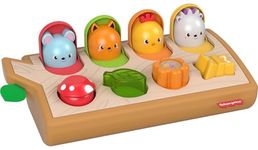 Fisher-Price Hide & Peek Pop-Up, infant activity toy with real wood and fabric accents for baby ages 9 months and older