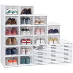 ABOUT SPACE Sneaker Box- 12 Pair Shoe Rack | Collapsible Shoe Organiser With Door-Foldable Sneaker Crates Footwear Organiser For Men, Women, Heels, Boots, Loafers, Sneakers, Slippers (White) - Plastic