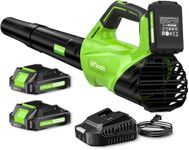 2026 Upgrade Leaf Blower, Leaf Blower Cordless with 2 * 2.6AH Batteries and Fast Charger, 450CFM &150MPH and 2 Speed Mode, Lightweight Electric Leaf Blowers for Lawn, Yard, Leaves, Dust Care (Green)