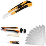 Eclet Heavy Duty 18 mm Cutter Knife with 10 Replacement Blades(Multicolour)(A)