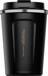 Coffee to Go Travel Mug Stainless Steel with Double Wall Insulation 100% Leak-Proof for Coffee or Tea (Black, 350 ml)