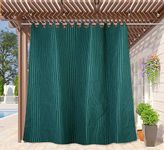 MetDeals - Cotton Canvas Waterproof & Sun Blockage Loop Windproof Blackout Outdoor Curtains (Cotton Canvas, 5.5 X 12 Feet, Green), 1 Piece