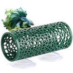 Abizoo Betta Toys,Dark Green Hollow Betta Fish Tunnel for Small Fish & Shrimp,Safe Enrichment Aquarium Decor Betta Resting Tube hammock Betta Fish Tank caves and hides shelter-Versatile for Reptiles