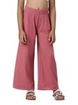 GO COLORS Girls Solid Rusty Pink Mid Rise Relaxed Fit Rib Palazzo