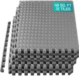 Yes4All Interlocking Floor Mats – Foam Floor Mats/Gym Floor Mats with EVA Interlocking Tiles (48 Square Feet – Black & Gray – 12 Tiles), D. 48 Square Feet (12 Tiles) - 6 Black and 6 Gray