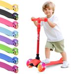 Hurtle 3 Wheel Toddler Scooter - Three Adjustable Heights, Wide Anti-Slip Deck, Kick Scooter for Kids Ages 2-5 w/Fun Light Up Wheels for Girls & Boys