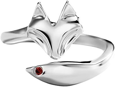 Jewever S925 Sterling Silver Women Fox Tail Open Rings Fine Jewelry Inlaid Red Cubic Zirconia Gift