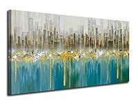 Ardemy Teal Abstract Cityscape Canv