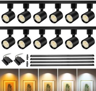 2-Set 5CCT 6-Light LED Track Lighting Kit with 6.6FT H Type Track Lighting Rail, Dimmable Track Lights Ceiling Spot Light 2700K-5000K, CRI90+, 36° Beam 10W 800lm, Black