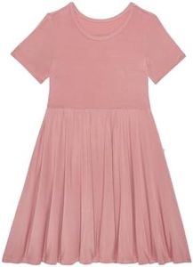 Posh Peanut Viscose from BambooSoft Dress for Girls & Toddlers: Short Sleeve, Comfortable Sundress for Casual & Party Wear Dusty Rose