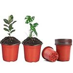 Nursery Pots 100Pcs 4" Plastic Plant Pot Flower Pots Seed Pot Starter Pot for Seedling Nursery Supplies Grow Pot Planter Flower Pot Container for Seedling Cultivation (Red 4Inch)