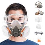 Gas Mask Set Respirator with Filters and Goggle Activated Carbon Mask Gas Mask Paint Respirator for Epoxy Resin, Wall Painting, Welding, Polishing, Spraying, Mold Removal, Construction (Gray)