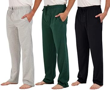 Real Essentials 3 Pack: Mens Big & Tall King Size Pajama Pants Cotton Soft Pajamas Men Flannel Bottoms Fleece Buffalo Plaid Pj Lounge Pants Sleepwear Pijamas Hombres Woven Button Fly - Set 3, 3X