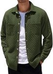 COOFANDY Mens Shacket Long Sleeve Shirt Jacket with Pockets Lightweight Quilted Overshirt