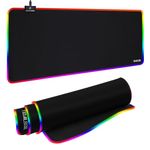 TIDALSOIL RGB Gaming Mouse Pad, Oversized Mouse Mat with 12 Light Modes, Non-Slip Rubber Base, Large Computer Keyboard Mouse Pad for PC Gaming, Office, 800 x 300 x 3 mm, Black