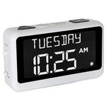 ORKA Talking Clock. Voice Recordable Ex Large Medication Pill Reminder. Talking Alarm Clock for Dementia, Hearing, Visually impaired Seniors-Digital Day Clock with Multiple Customized Alarms White