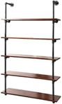 Artiss Floating Wall Shelf, 163cm Height Bookshelf Bathroom Shelves Display Pipe Shelving Book Rack Bracket Home Office Bedroom Living Room Kitchen Furniture, DIY 5 Tier Industrial Rustic Brown