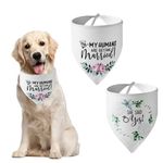 UgyDuky 2Pcs Dog Wedding Bandana Dog Scarf with Letter Printing My Humans are Getting Married & She Said Yes Pet Triangle Bibs Dog Handkerchiefs Dog Wedding Attire Accessories for S/M/L Pets Gift (C)