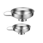 2 Pack Jam Funnels Set Stainless Steel Wide Mouth Bottles Funnels with Handle Metal Filling for Kitchen Transfer Liquid Powder Wine Cooking Oil Beans and Jam (Small and Large)