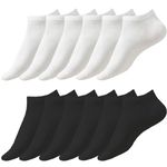 KEYRI 6 Pairs Women’s Ankle Socks Low Cut Trainer Socks, Athletic Sosks Sports Sock Unisex Casual Sock, All Seasons Sosk Soft Durable Breathable Size 4-7 One Size Fits All (Cotton, 3 Black + 3 White)