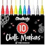 Liquid Chalk Pens (10 Pack) with Gold & Silver - Fine Tip Dry Erase Marker Pens for Blackboard, Windows, Chalkboard Signs, Bistro - 3mm Reversible Tip