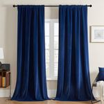 Joydeco Blue Velvet Curtains 96 inch Length 2 Panels Burg Set,Luxury Rod Pocket Thermal Insulated Window Blackout Curtain, Room Darkening Drapes for Living Dining Room Bedroom Privacy