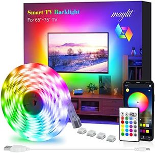 maylit TV LED Backlight for 65-75in TVs, App and Remote Control LED Lights for TV, RGB TV Lights Behind, USB Powered Gamer Desk Setup Stuff Decorations, Game LED Strip Lights for Room House Home Decor