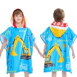 Truck Kids Beach Towel - Hooded Towel Wrap 27" x 27" Kids Hooded Towel Poncho Kids Poncho Towel Beach Towel Boys Hooded Towel Child Bath Pool Kids Tractor Bath Towel for Travel Shower Swim Pool