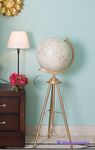 RIZIK STORE™ Educational World Globe with Heavy Metal ARC and Base/Home Decor/Political Globe/Office Globe/Globes for Kids & Students (12" tripod white gold)