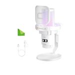 comica USB Microphone for Computer and Smartphone,RGB Cardioid Condenser Gaming Mic for Podcasting,Streaming,Recording,with Desktop Stand-White (EJoy Uni D)