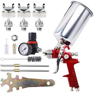 Pindex Pistola Pintura HVLP 1000CC con 3 Boquillas 1,4 mm 1,7 mm 2,5 mm Sistema Profesional de Pintura Boquilla de Acero Inoxidable para Automoción, Pared, Rociado De Muebles - Rojo