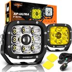 Auxbeam XP-Ultra Series 5 Inch LED Pod Lights 110W Hyper Spot Beam Offroad Light Bar Amber White Dual Color Driving Spotlights Yellow Fog Cube Lights, Pair