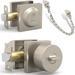 MEGA HANDLES SUANA Collection - Reversible Entrance Combo + Transom Chain (Satin Nickel)