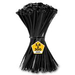 Hashtnagar 100 Pack Cable Ties Black 300mm x 3.6mm, Heavy Duty Zip Ties Long 12". UV Resistant and Self Locking Nylon Plastic Ties for Gardening. Cable Wraps for Home|Office|Workshop|Garage