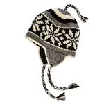 Hand Knit Sherpa Wool Hat with Micro Fleece Lining, Ear Flaps, Toque, Beanie, Black, White, Gray, One Size