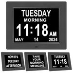 Dementia Clock for Seniors-Large Display Digital Clock with Day and Date for Elderly-8 Alarm Option & Auto-Dimming Alzheimers Clock