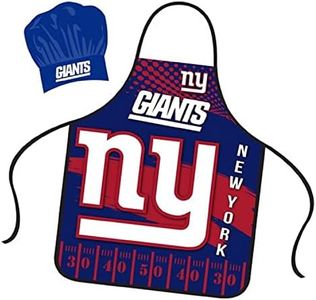 Mojo Licensing New York Giants Apron Chef Hat Set Full Color Universal Size Tie Back Grilling Tailgate BBQ Cooking Host