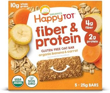 Happy Tot Organics Fiber & Protein Soft-Baked Oat Bars Organic Toddler Snack Banana & Carrot, 0.88 Ounce Bars, 5 Count Box (Pack of 6)
