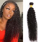 Huarisi 1 Bundle Brazilian Hair Curly Weaves, 26 Inch Kinky Curly Hair Bundles, Grade 8a Unprocessed Virgin Hair Extensions, Double Weft Remy Human Hair Natural Color (100+/-5g)/pc