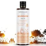 Singular Nourishine Hair Oil for Dry and Frizzy hair, Argan & Jojoba Oil crafted for Low Porosity hair | Light Weight, Non Sticky - Non Greasy | Pure & Natural Cold Pressed Oil for Men & Women | Infused with Bhrigraj, Coconut, Amla & Vitamin E - 200 ml