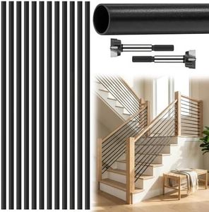 12Pack 56.4nch Aluminum Stair Railing Kits, 4.7 FT x 5/8 inch Stair Balusters Round Horizontal Baluster Indoor Railings and Banisters, Matte Black Stair Baluster for Indoor Indoor Outdoor Deck Railing