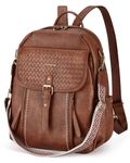 Missnine Women Anti-theft Backpack,PU Leather Ladies Fashion Multi-pocket Backpack for 13 Inch Laptop,Convertible Shoulder Bag with Secured Zippers for Daily Holidays,Brown